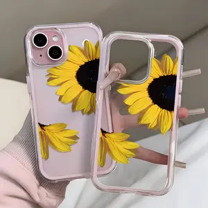 Sunflower Transparent Edge Soft Phone Case, Comfortable Tpu for Apple iPhone 11-17 Pro Max Plus, Perfect Gift