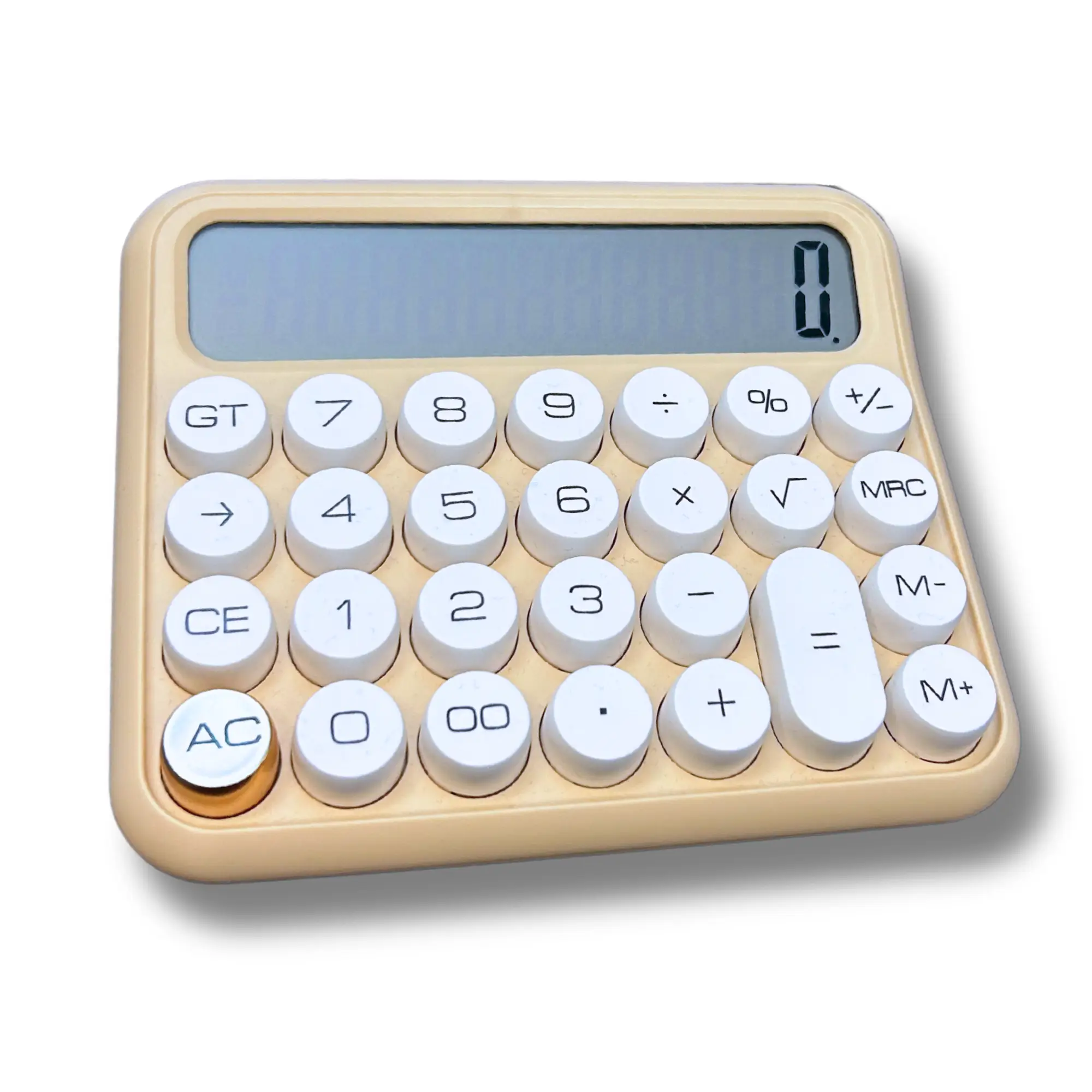 Cream Chunky Calculator with Large White Buttons, Angled Screen and Auto OFF
