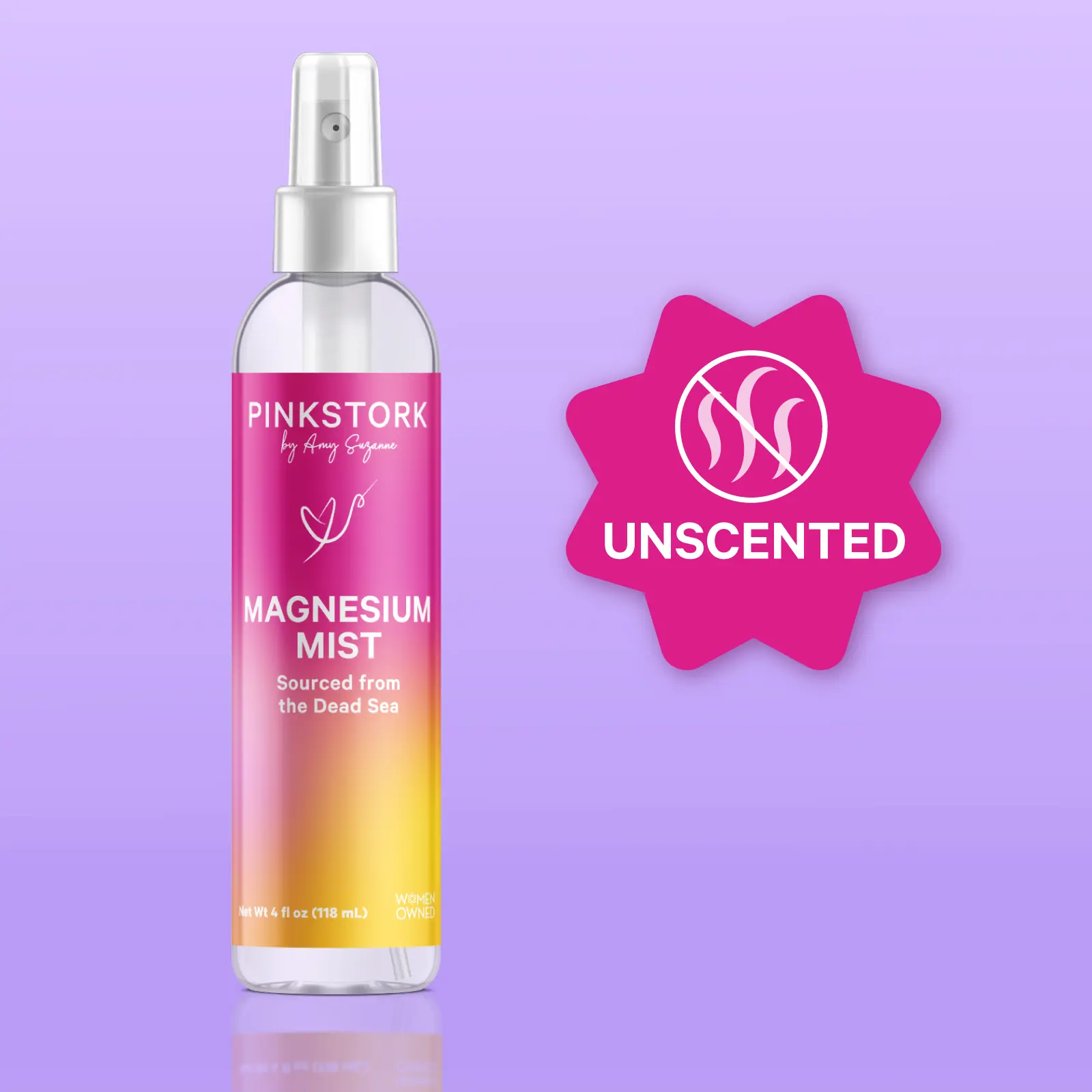 Pink Stork Magnesium Spray Mist Calm and Relaxation Hydrating Skincare 4 oz US Moisture Cream Moisturizing Moisturizer Hydrate Enhanced Skin Tone Skin Repair