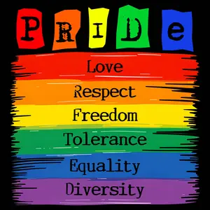 PRIDE DTF Transfer for T-Shirts and Hoodies - Love Respect Freedom Tolerance Equality Diversity Design
