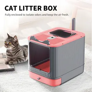 Drawer-Style Foldable Cat Litter Box – Large Fully Enclosed Cat Toilet with Advanced Odor Control, Anti-Splash & Space-Saving Design, Cute Minimalist Aesthetic for Modern Living