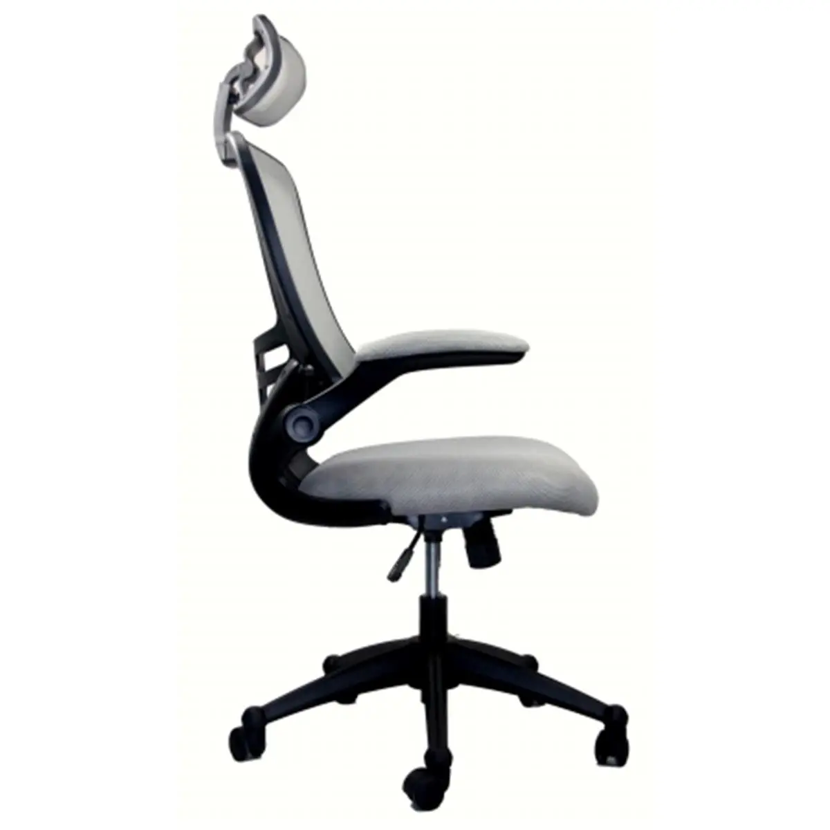 212 MAIN Ergonomic Contemporary Executive High Back Office Chair - Silver Grey, Mesh Fabric, Headrest, Flip-Up Armrests, Height Adjustable, Swivel Base with Casters, Easy Assembly (Adjustable Armrest Chairs & Stools Category), Supportive Sitting