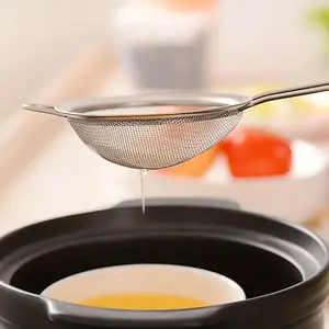 3pcs Heavy-Duty Stainless Steel Fine Mesh Strainer Set, Large/Small Mesh Sieves with Comfortable Loop Handle, Rust-Resistant 201 Grade for Baking, Sauces, Soups, Pasta, Flour, Easy-Clean Kitchen Strainers (No Clogging)