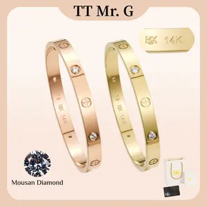 14K Gold Plated Cross Bangle Bracelet with Synthetic Moissanite, Minimalist Luxury Layered Cross Bracelet, Tarnish Resistant Hypoallergenic Faith Jewelry for Women & Men, Gift Box Included