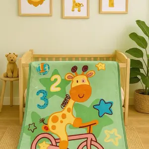 Baby Green Giraffe Soft Plush Solaron Blanket, for Baby & Maternity Bedding Needs