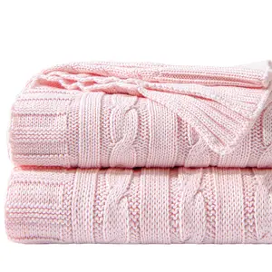 NTBAY 100% Pure Cotton Cable Knit Throw Blanket, Super Soft Warm Breathable Elegant Knitted Throw Blanket for Couch, Sofa, Chair, Bed - Extra Cozy, Machine Washable, Comfortable Home Decor, Gift, Souvenir, Spring