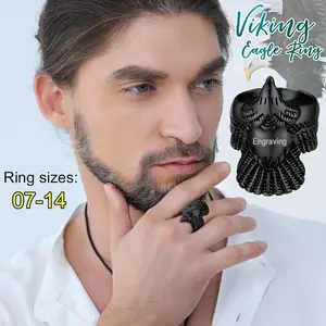 FaithHeart Viking Eagle Ring Stainless Steel Biker Ring