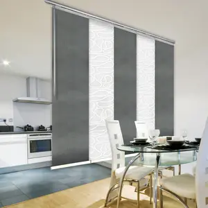 5-Panel Single Rail Panel Track Blind Extendable 58"-110"W x 91.4"H, Panel width 23.5", Whirl White, Dove