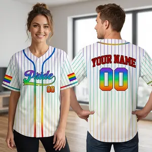 Personalized LGBTQ Pride Month Baseball Jersey with Teamname Name Number, Custom Rainbow Pride Jersey for LGBT, LGBT Team Baseball Jersey