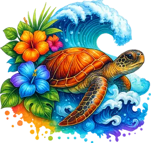 DTF Transfer – Turtle Scene Multi Sizes (AN-TR004)