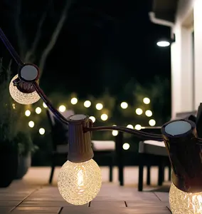 Lite-Netics Magnetic Patio lights, Color Black, 25ft & 100ft length, Bulbs IINCLUDED (G40-LED), Warm White Bulb color, 15in spacing, 2 spare bulbs included, Indoor/Outdoor use
