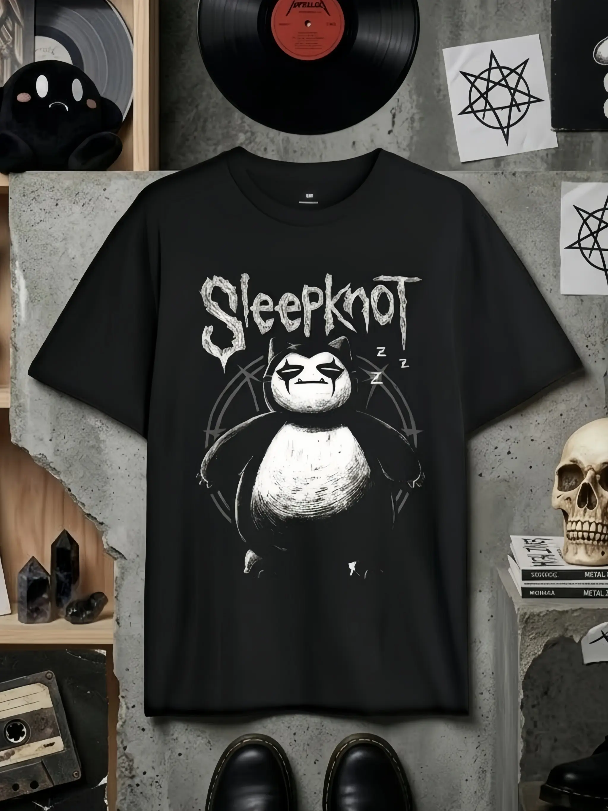 Oversized Snorlax Sleepknot Anime Graphic Tee | 100% Cotton Vintage Streetwear Top | Funny Retro Parody Unisex Band Shirt for Y2K Alt Aesthetic & Gamer Gifts Style Tshirt