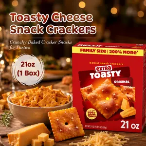 Extra Toasty Cheese Crackers, Crispy Baked Cheese Snack for Lunch Boxes and Family Sharing