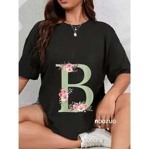 100% Cotton Womens B Initial Monogram Letter Alphabet Name Gift T-Shirt