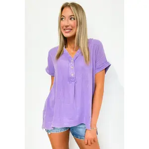 Juliette Washed Double Gauze Button Top - BACK IN STOCK