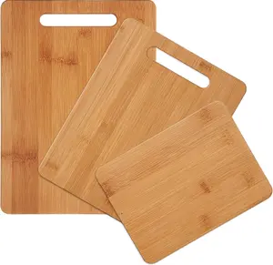 [New Deal] 3-Piece Cutting Board Set - Reversible Chopping Boards for Meal Prep & Serving, Assorted Sizes, Bamboo, Kitchen Knives Yellow