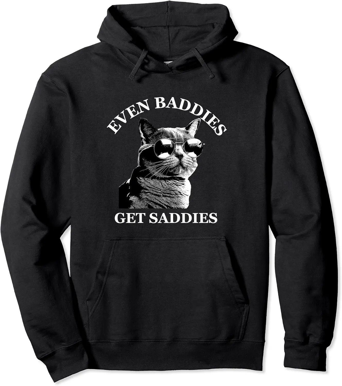 Even Baddies Get Saddies Cute Cat Mental Health ADHD Pullover Hoodie - Nicolelebro Shop 61B0CN855DWX