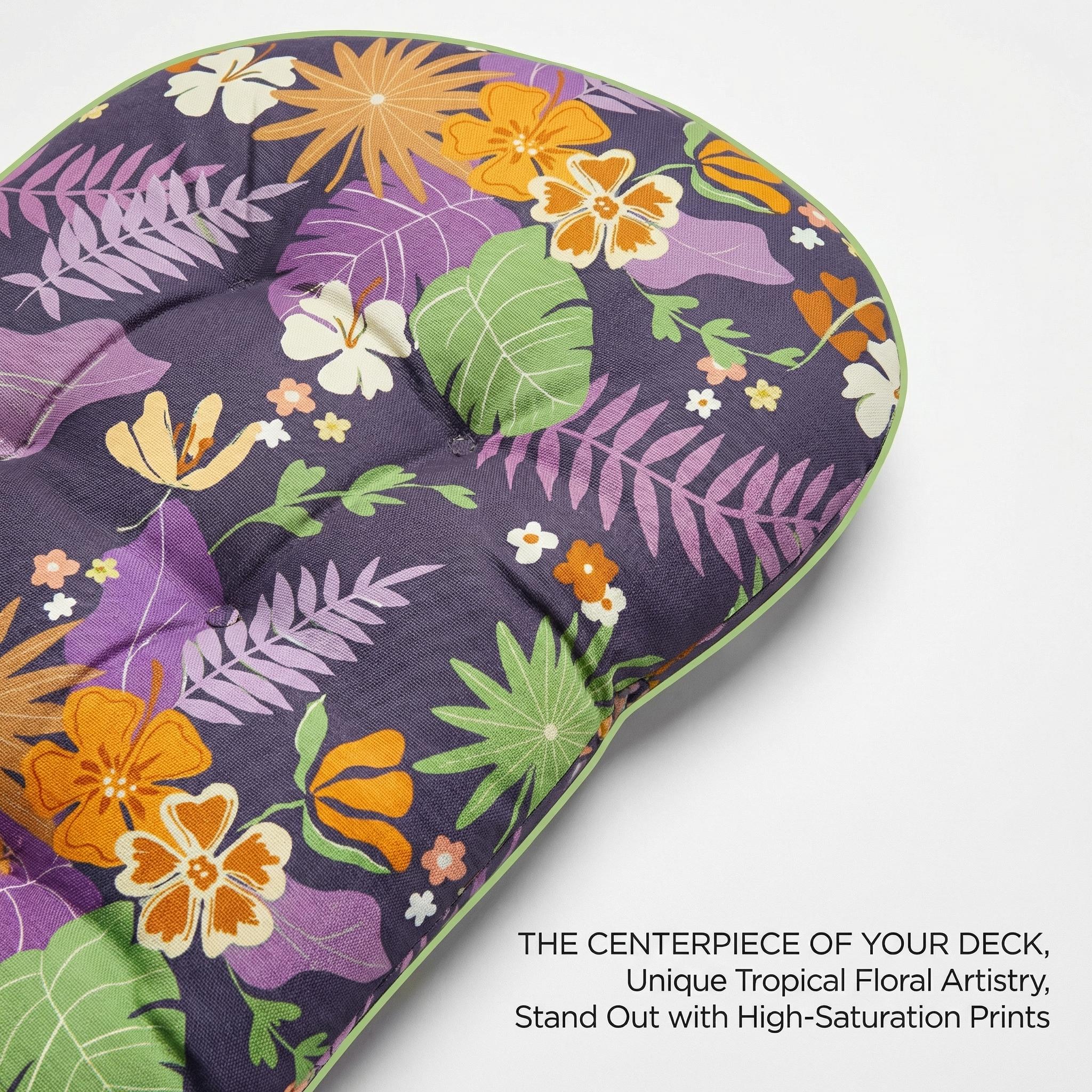 Outdoor Chaise Lounge Chair Cushion Waterproof 66 x 21 x 4 Inches Cotton Zero Gravity Chair Cushions with Ties, Soft Thickened Lounge Chair Cushions for Indoor Outdoor Furniture (Purple Flower Leaf)