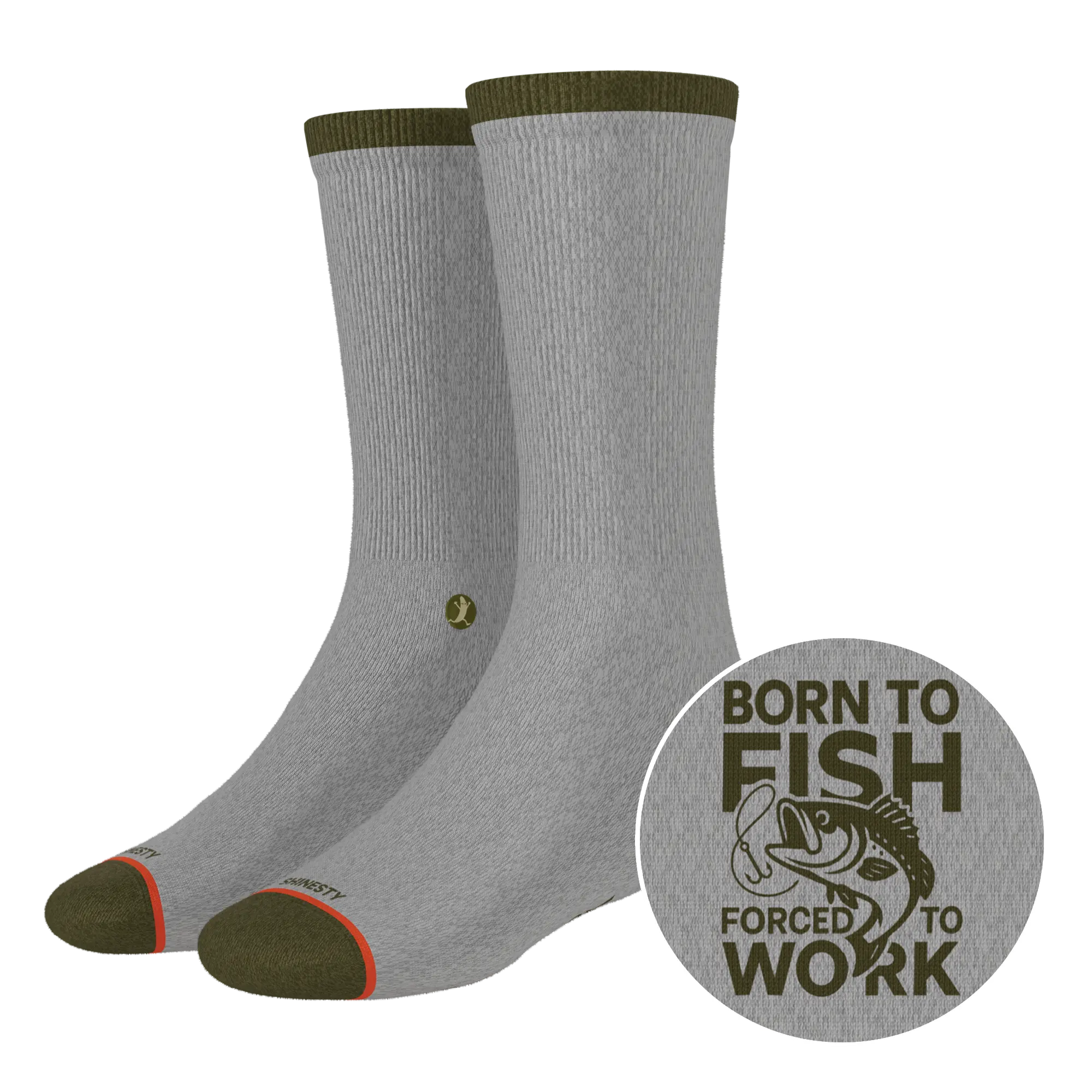 The Born To Fish | Shinesty Fishing Motto Heel Hammock™ Crew Socks