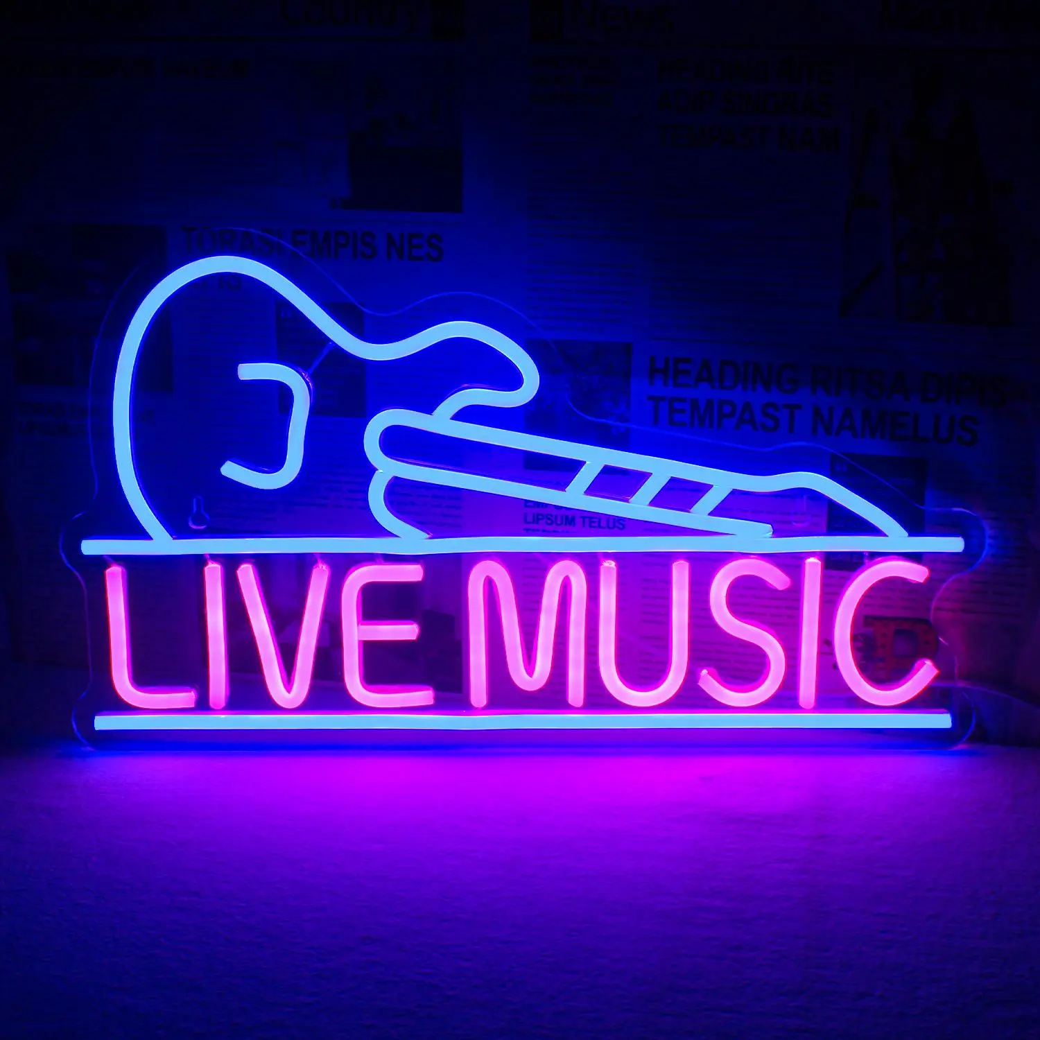 Guitar Live Neon Sign, Illuminated Sign Light, USB Powered LED Glowing Wall Mounted Neon Light, Decorative Light for Wedding, Party, Birthday, Bar, Club, Cafe, Led Lights Music, Neon Lamps, Led Neon Signs, Led Decoration