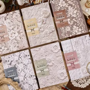 32 Sheets/lot Lace Series Paper Material, Vintage Embossed Texture Handmade Scrapbook Decoration, Perfect for DIY Card Making & Craft Projects, Handmade Crafts