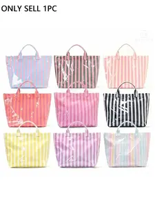 Summer Viral Bag 2026 - Striped Tote Bag High-Value Lightweight Handbag Commuter Large Capacity Portable Travel Shoulder Bag, Casual Style Fashionable All Seasons Beach Tote Summervibes, Beach Bags, Shopping Bag tiktokshopspringglowup
