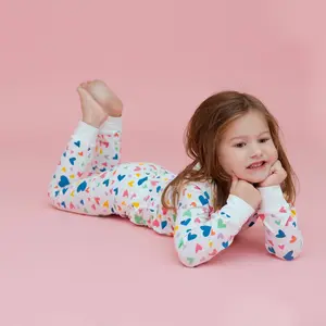 Organic Kids Pajamas - Colorful Hearts
