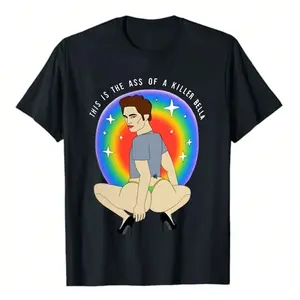 Funny T Shirts For Men, This Is The Ass Of A Killer Bella Retro Shirt, Inappropriate Shirt, Funny Meme Shirt, Offensive Shirt Streetwear Casual Crewneck Top Round Neck Menswear Short Black Sleeves