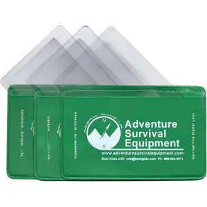 Best Glide ASE Credit Card Size Fresnel Lens Fire Starter and Magnifier Lenses (3 Pack - Green)