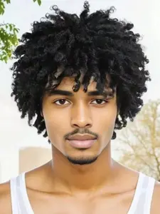 Men's Dreadlock Wig, Short Braided Wigs, Synthetic Afro Twist Faux Locs, Coily Hair Curl, All-Season Wear, Ideal for Men & Guys, Synthetic Curly Wigs, Synthetic Twists Wigs