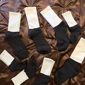 Sublimation Unisex Mid Calf Socks with Black Bottoms - Available in Black and White, Ideal for Everyday Wear