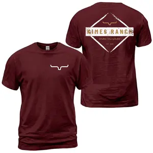 Kimes Ranch Diamond Logo T-Shirt, Western Uncomplicated Graphic Tee, Kimes Ranch Back Print With Front Chest Horn Emblem, Cowboy Ranch Casual Outfit, Soft Cotton Tee Gift For Men and Women