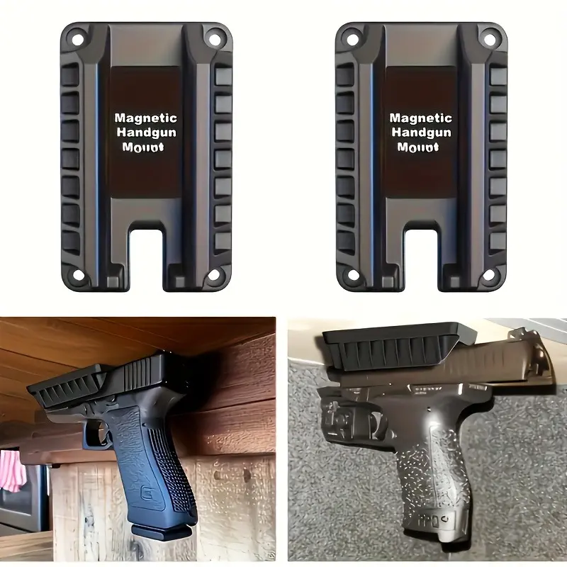 Magnetic Pistol Holster - 1 Quick Detachable Mount, Concealed Carry Accessory with Installation Parts for Car/Home Sec., Magnetic Hold