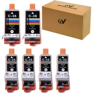 Compatible k Cartridges Replacement for  PGI-35 CLI-36 Work for pixma ip110 ip100 tr150 mi260 mi320 (Black-4nos, Color-2nos, 6-Pack)