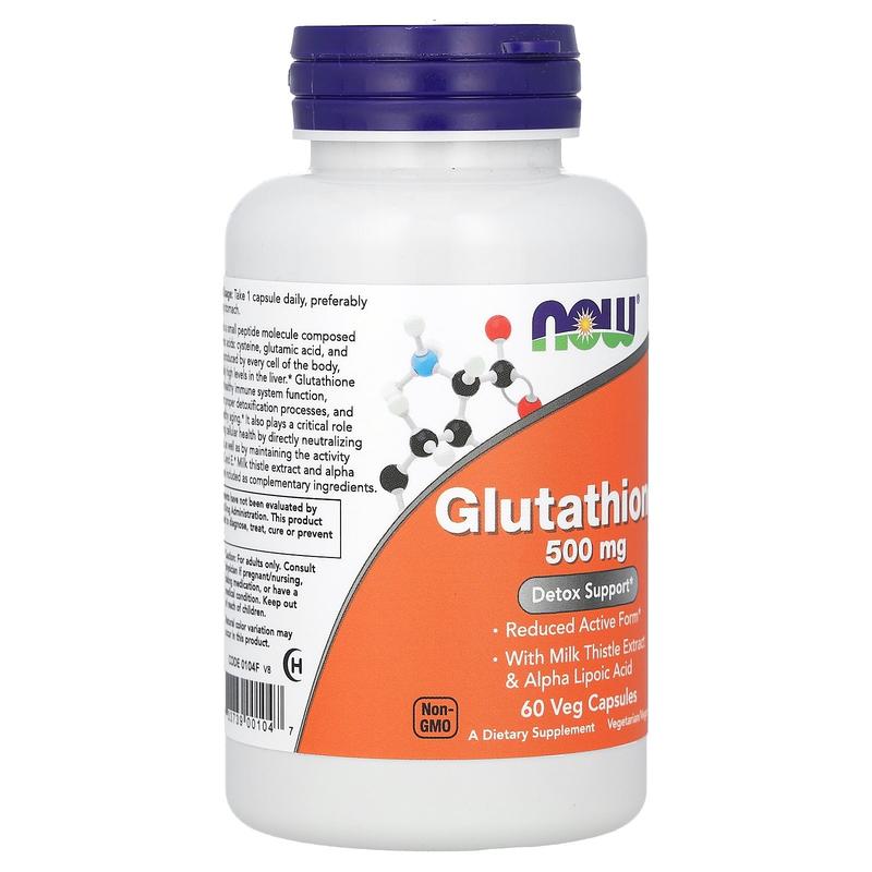 NOW Foods Glutathione With Milk Thistle Extract & Alpha Lipoic Acid, 60 Veg Capsules