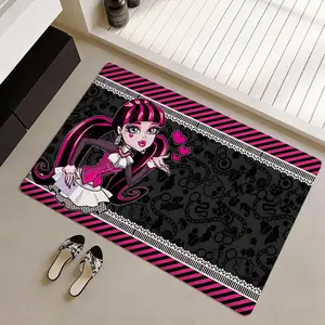 Monster high anime Floor Mat Non-Slip Soft Flannel Thickened Rug Indoor Door Mat Ultra Soft Absorbent Wear-Resistant Floor Mat for Living Room Hallway Entryway Front Door Porch Durable Non-Skid Home Decoration Mat for Indoor Daily Use