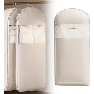 Self-Compression Hanging Garment Bag - Space Saver for Clothes, Dust Cover Storage with Zipper, Closet Organizer, SpaceSaving