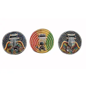 Kalimba Thumb Piano Mbira 7 keys Coconut Shell Musical Instrument Beginner Aboriginal Dot Design