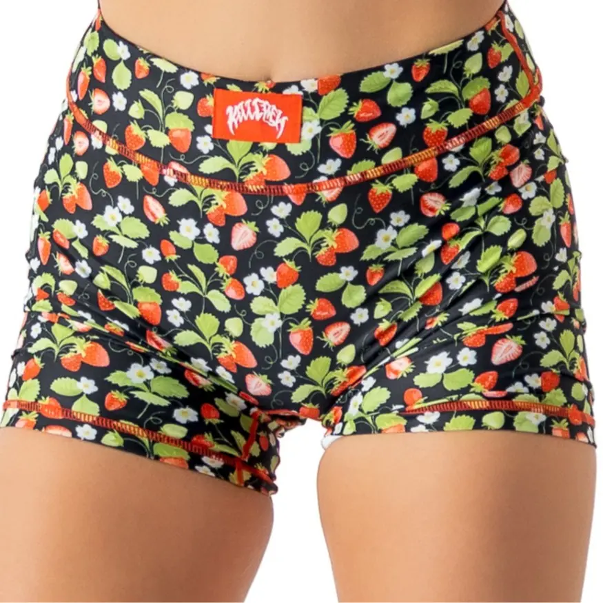 Black Strawberry Biker Short