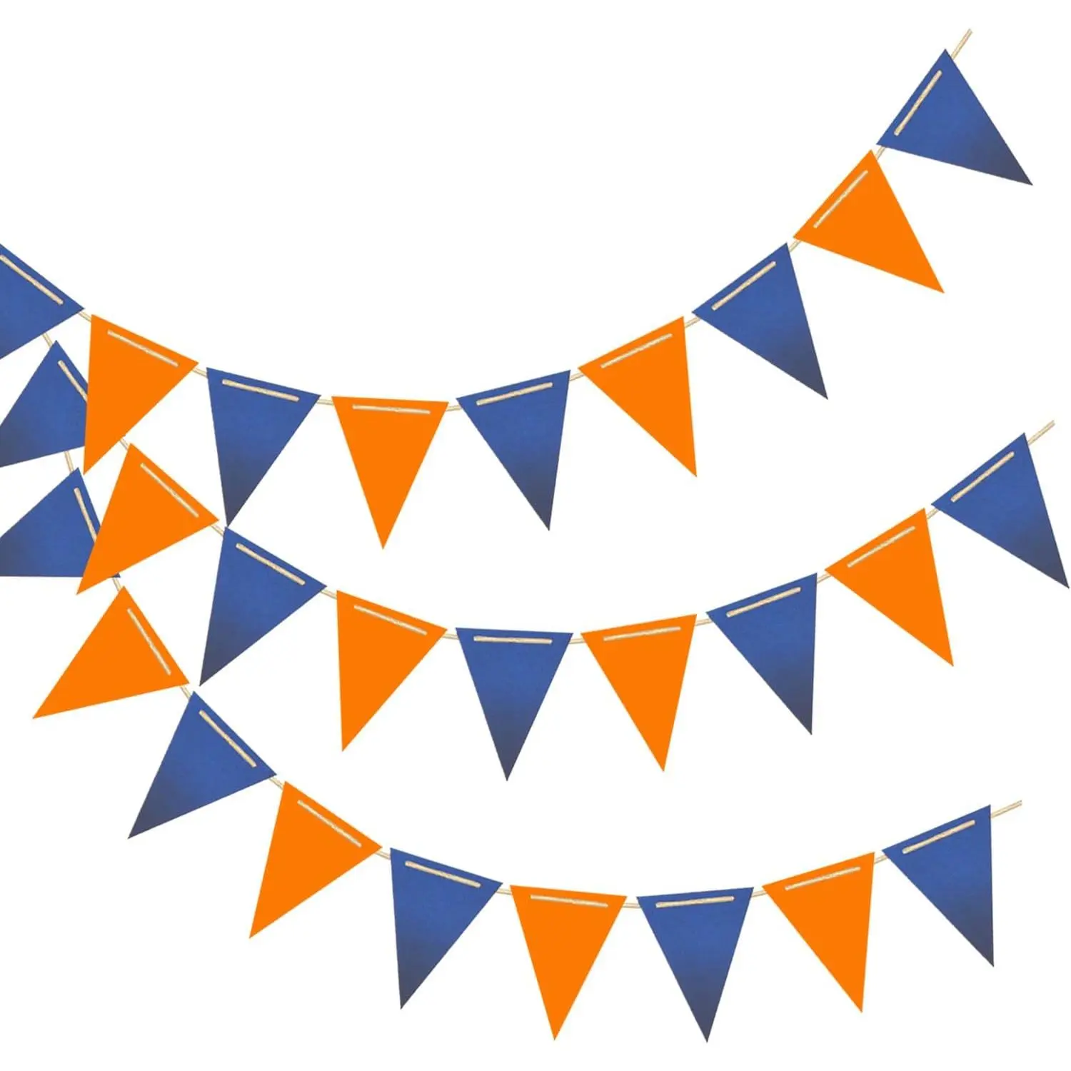 Navy Blue and Orange Pennant Banner Flags,36pcs Double Sided Triangle Garland Flag for  shower Birthdays Graduation Party Decorations