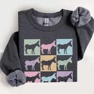 Minimalist Donkey Spring Shirt, Easter Donkey Owner Sweatshirt, Donkey Lover Mothers Day Gift, Donkey Mama T-Shirt, Farmer Tee