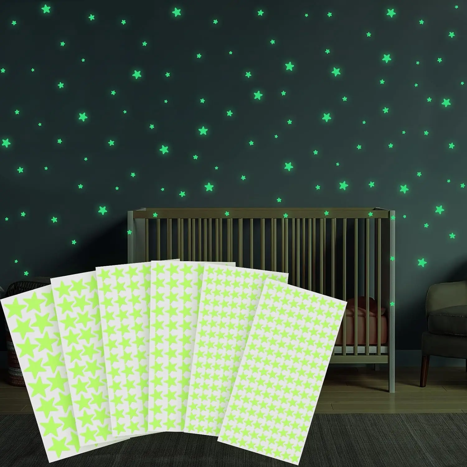 Glow in The Dark Stars Stickers for Ceiling, 514 count 3D Room Wall Decor Ceiling Stars Glow in The Dark Star Stickers Glow in The Dark Wall Decals for  Bedding Room or Party Birthday