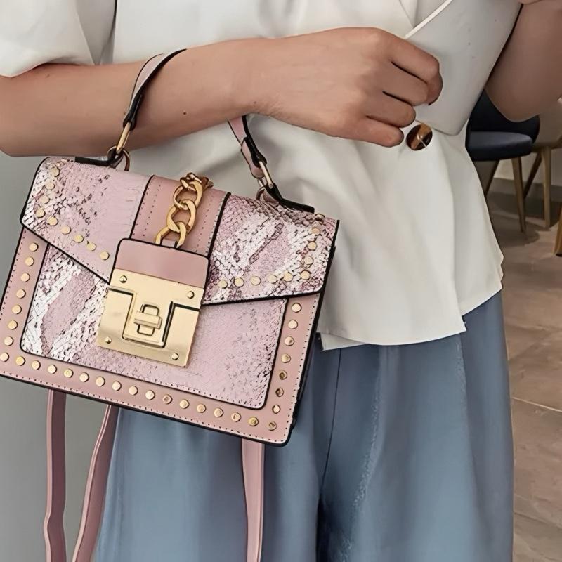 Pretti Trendi Studded Croc-Texture Mini Shoulder Bag with Chain Strap | Chic Everyday Crossbody