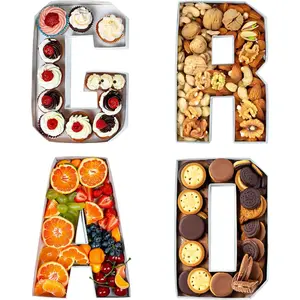 Cardboard Letters for Charcuterie, 4 Pack, 10.25 inch Fillable GRAD Letters - Charcuterie Tray for Graduation Parties, Candy Display Box - Cardboard, White