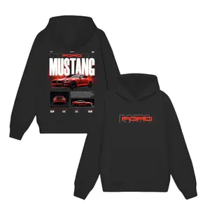 Ford Mustang Printed Unisex Hoodie, Classic Red Car Pullover, Gift For Men & Dad, Streetwear Top
