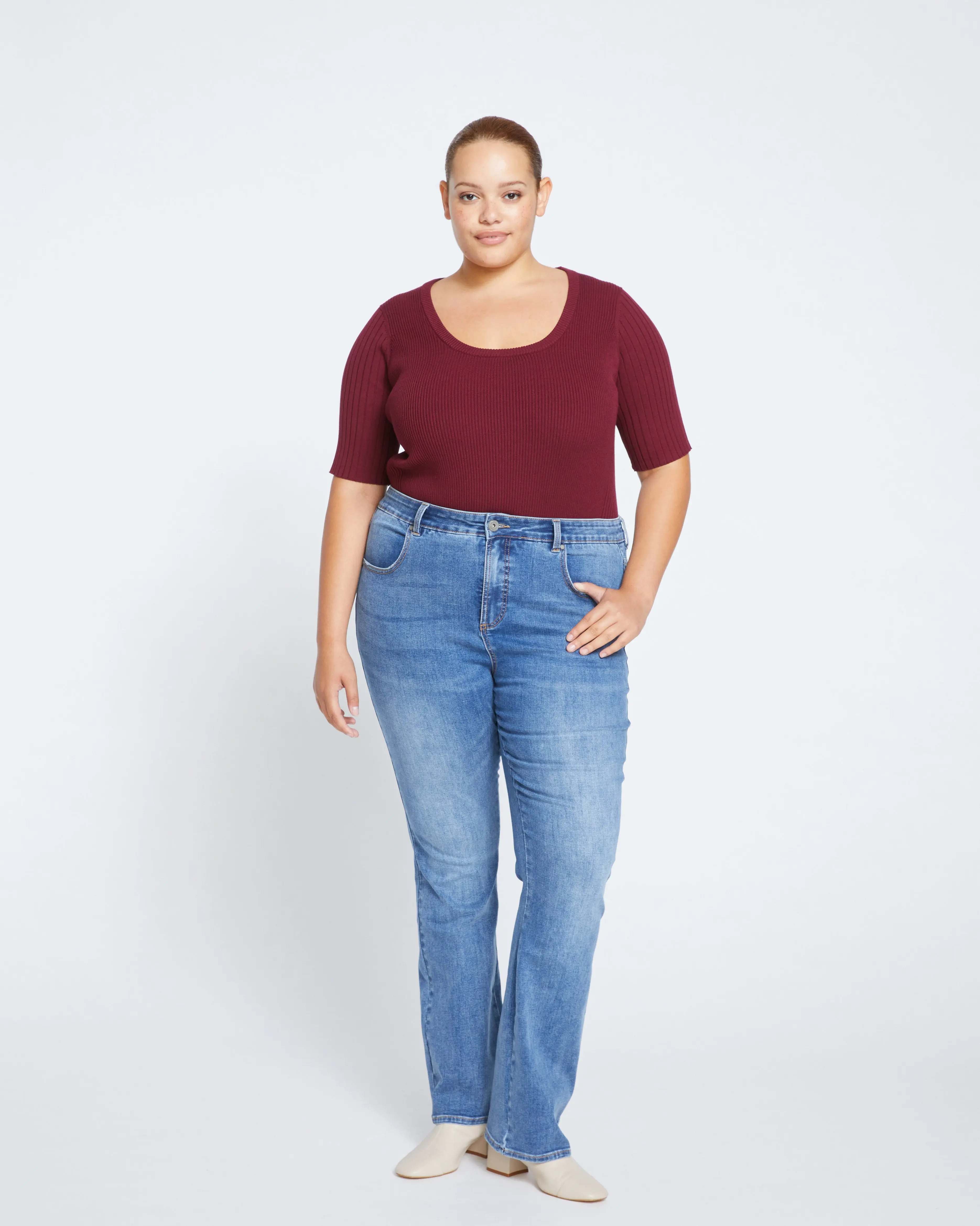 Women's Marne Bootcut Jeans in Super Stretchy Denim, Fitted Through Hip & Thigh with a Relaxed Leg, Bottom, Stretchy Jeans, Bootcut Legs, Lady