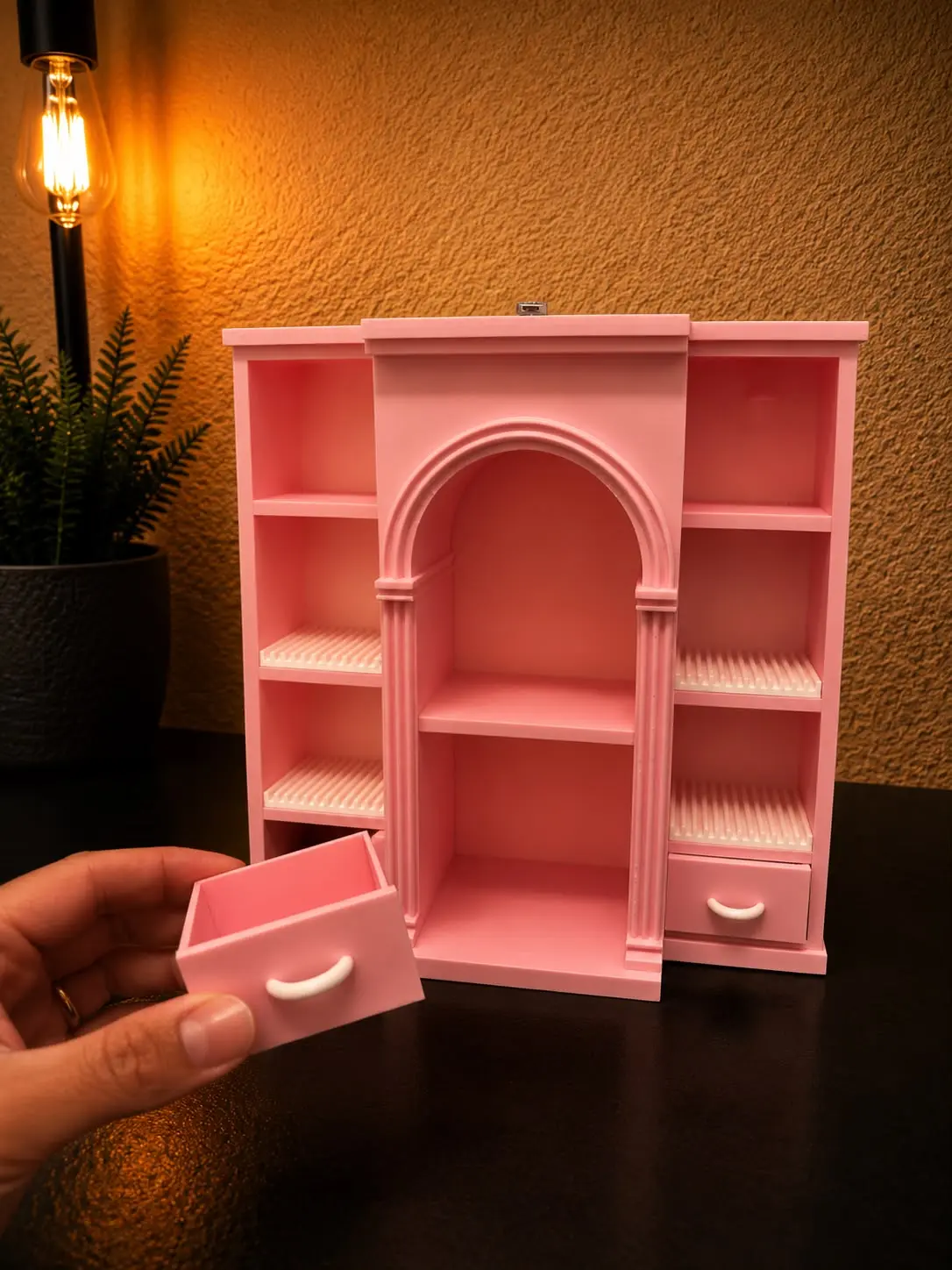 Mini Pink Vinyl Shelf with 4 Slots (Items not Included)