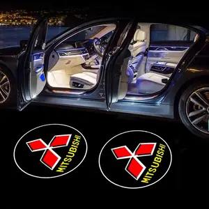 2pcs LED Wireless Car Welcome Lights, Car Door HD Projector Lamp, Auto Accessories for Mitsubishi Outlander Lancer Pajero L200 Ex Asx