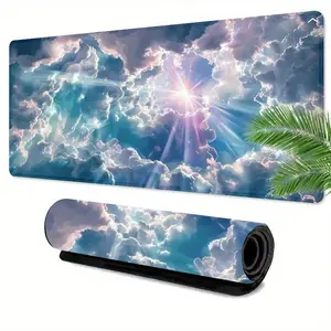 Cloud Pattern Mouse Pad, Large Dreamy Sky Cloud Mouse Pad with Non-slip Rubber Base, Stitched Edges for Durability, Ideal for Gaming and Office Use, Mousepad