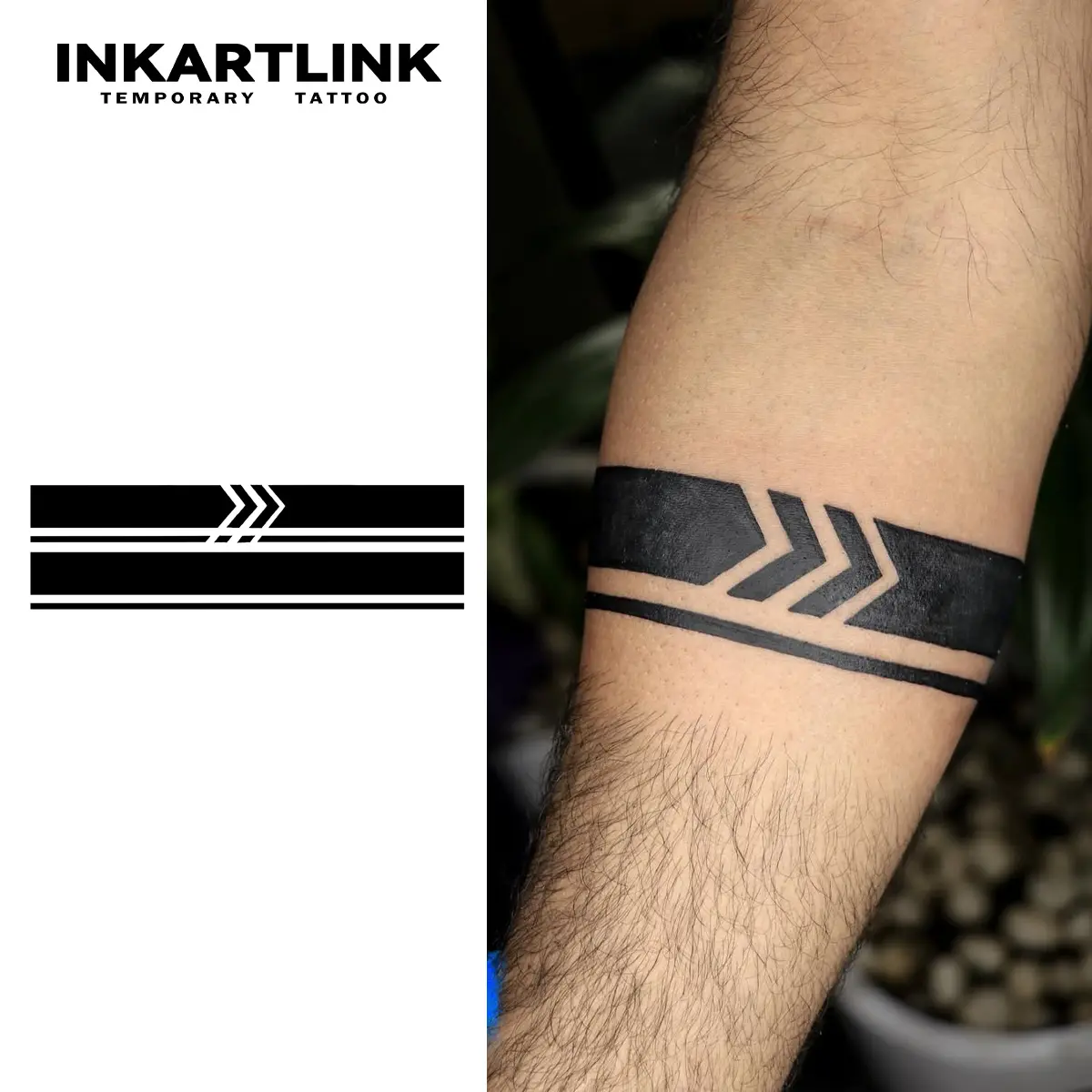 INKARTLINK 2-Piece Magic Art Index Arm Temporary Tattoos, Waterproof Semi-Permanent Long-Lasting Realistic Stickers, Simple Design for Parties, Suitable for All Skin Types, Realistic Temporary Tattoos
